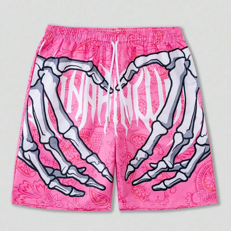 New Men's Summer Skeleton Hand Element Print Shorts 3d Printed Men Casual Fashion Sports Breathable Loose Trend Beach Shorts
