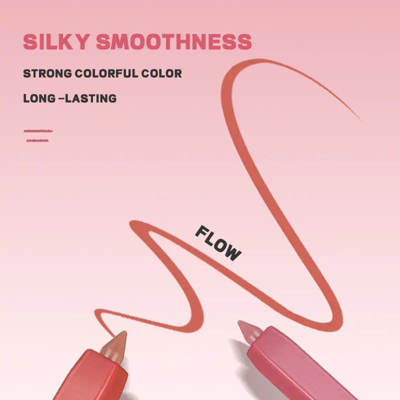 12 Colors Lip Liner Pen Set Long-Lasting, Waterproof Sweatproof, Easy Coloring Non-fading Color Rendering Lip Gloss Set Beauty M