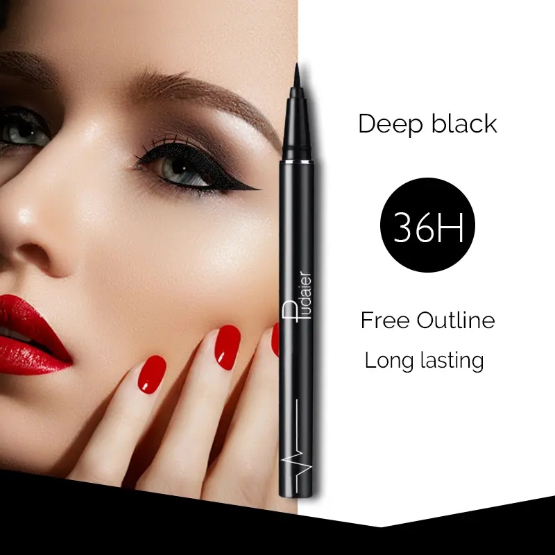 Pudaier black eyeliner long-lasting waterproof quick-drying liquid eyeliner pen, easy for beginners to use