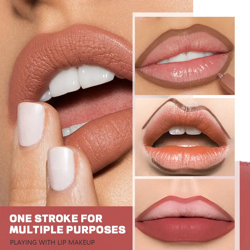 12 Colors Lip Liner Pen Set Long-Lasting, Waterproof Sweatproof, Easy Coloring Non-fading Color Rendering Lip Gloss Set Beauty M