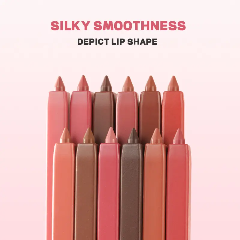 12 Colors Lip Liner Pen Set Long-Lasting, Waterproof Sweatproof, Easy Coloring Non-fading Color Rendering Lip Gloss Set Beauty M