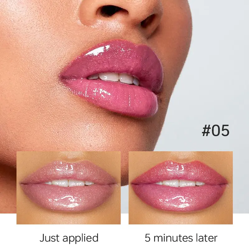 Temperature-Changing Lip Gloss, Moisturizing Long-Lasting Liquid Lipstick, Fine Glittering Pearl, Assorted Vibrant Berry Shades