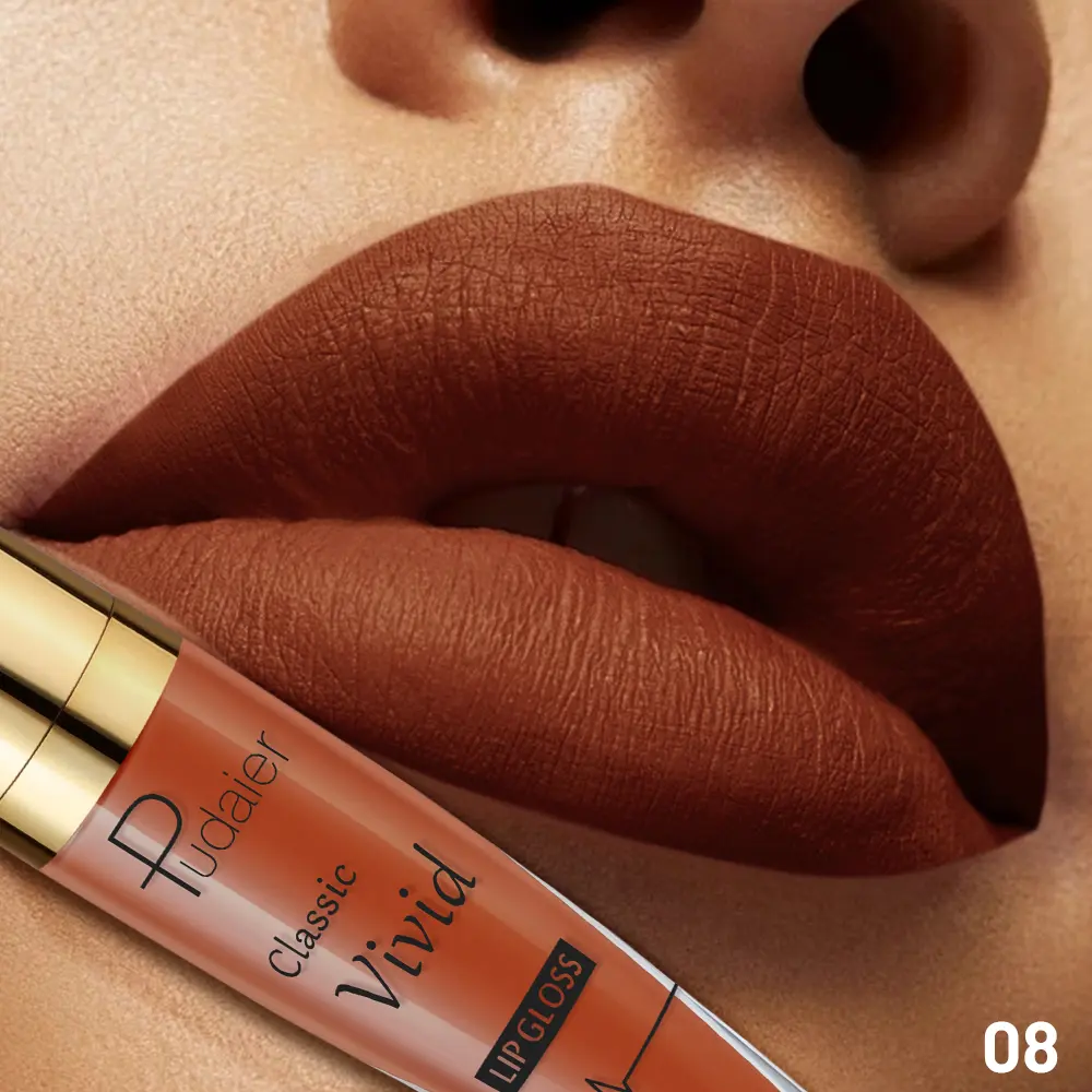 Pudaier matte lip glaze creates sexy and charming lips，waterproof and long-lasting lip glaze, suitable for daily wear at music f