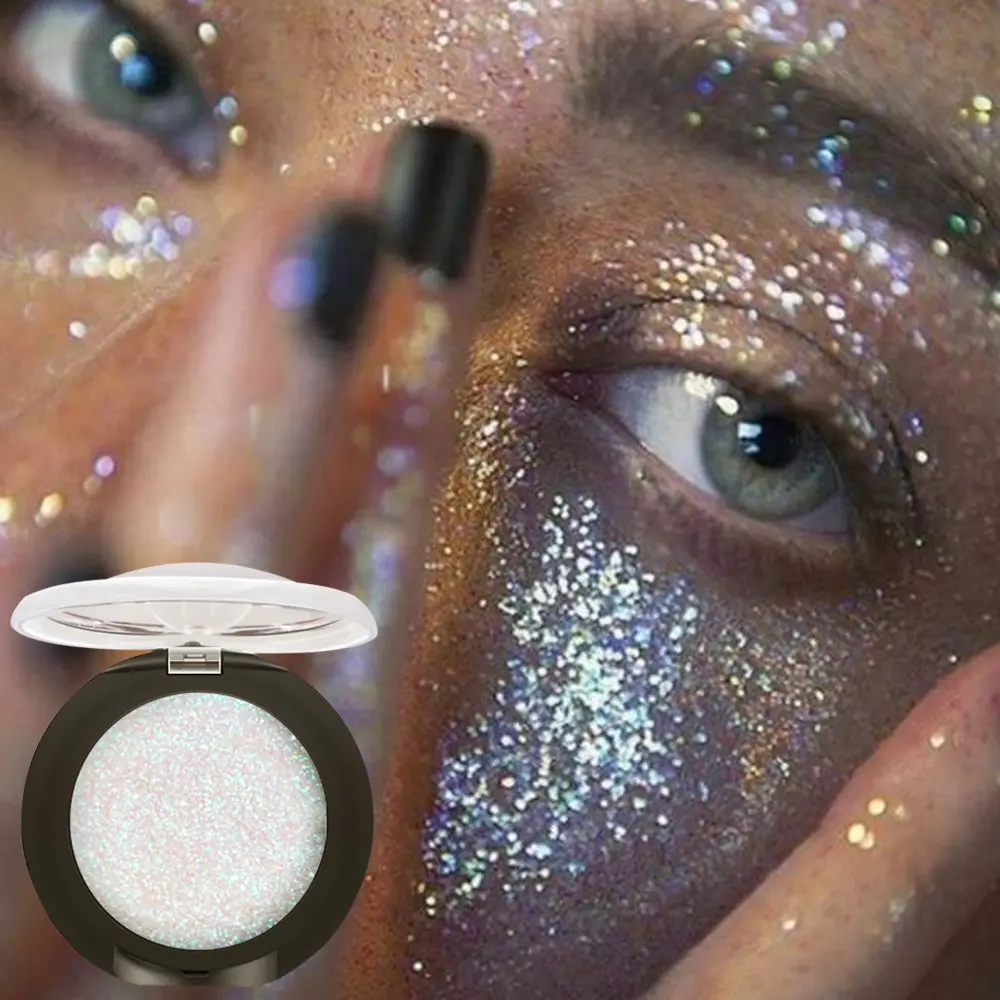 1PC pearlescent glitter eyeshadow, as charming and dazzling as the sea of ​​stars, multi-functional use method, suitable for mus