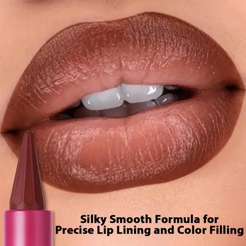 2Pcs long-lasting waterproof pointed lip liner + liquid lipstick, suitable for daily makeup at carnival music festival