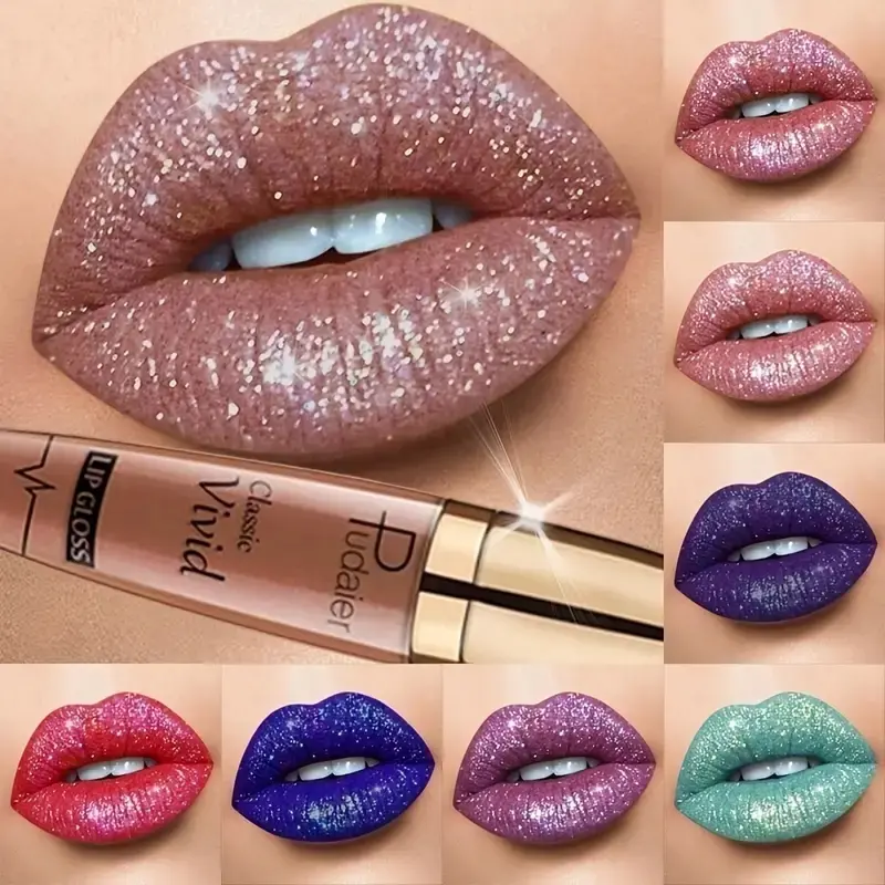 Pudaier Shiny Stars Lip Gloss - Long-Lasting, Moisturizing, Waterproof Lip Glaze with High Gloss Finish Valentine's Day Gifts
