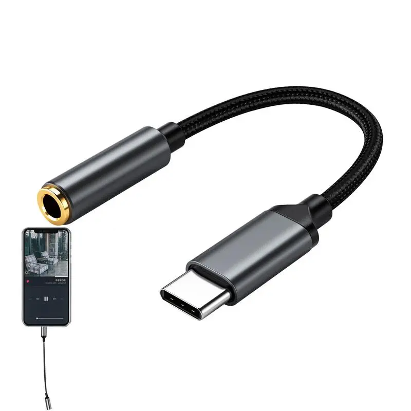 Type C To 3.5mm Aux Audio Adapter Type C 3.5 Jack Earphone Adapter Type C to 3.5mm Headphones AUX Audio Adapter Cable