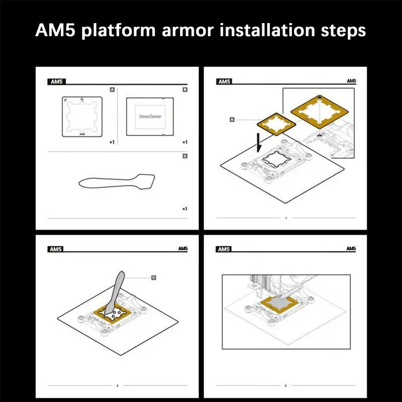 AM5 CPU Guard AM5 Thermal Paste Guard Chips Heat Dissipation Cover Copper CPU Accessories for Offices Homes Companies