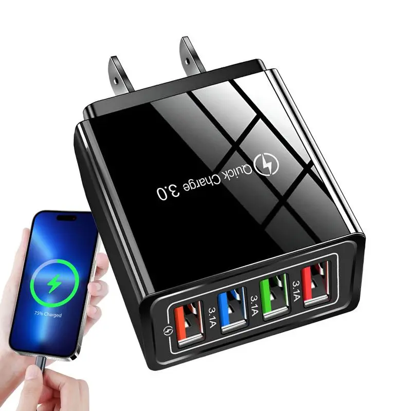 Phone Charger EU US Plug 3A USB Charger Portable Wall Charger Fast Charger Multi Port 4 USB Quick Charge 3.0 Phone Adapter