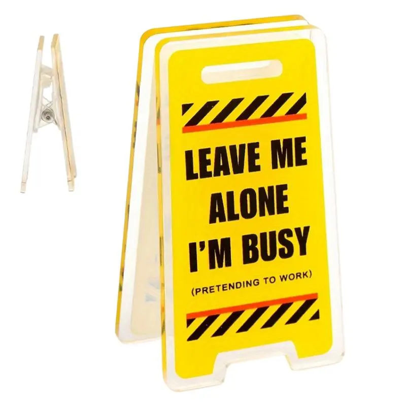 Note Holder For Desk Leave Me Alone I'm Busy Acrylic Clip Warning Sign Shaped Desktop Message Clip Home Office Ornament