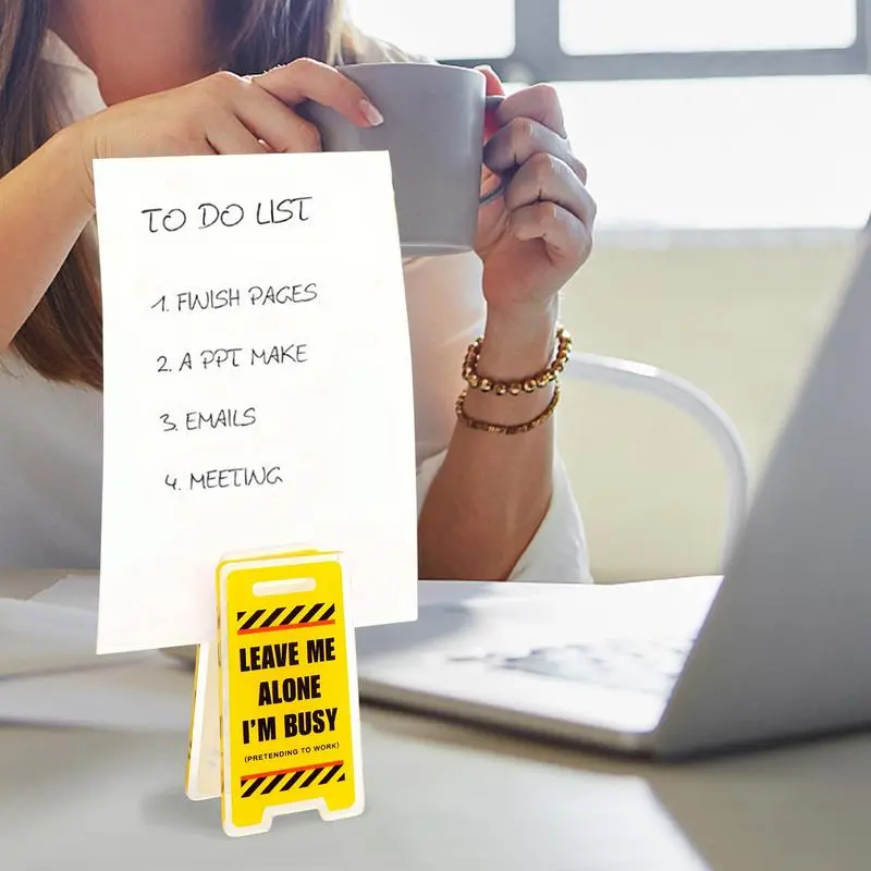 Note Holder For Desk Leave Me Alone I'm Busy Acrylic Clip Warning Sign Shaped Desktop Message Clip Home Office Ornament
