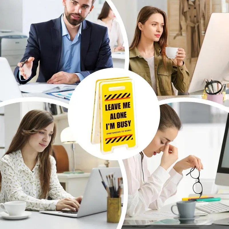 Note Holder For Desk Leave Me Alone I'm Busy Acrylic Clip Warning Sign Shaped Desktop Message Clip Home Office Ornament
