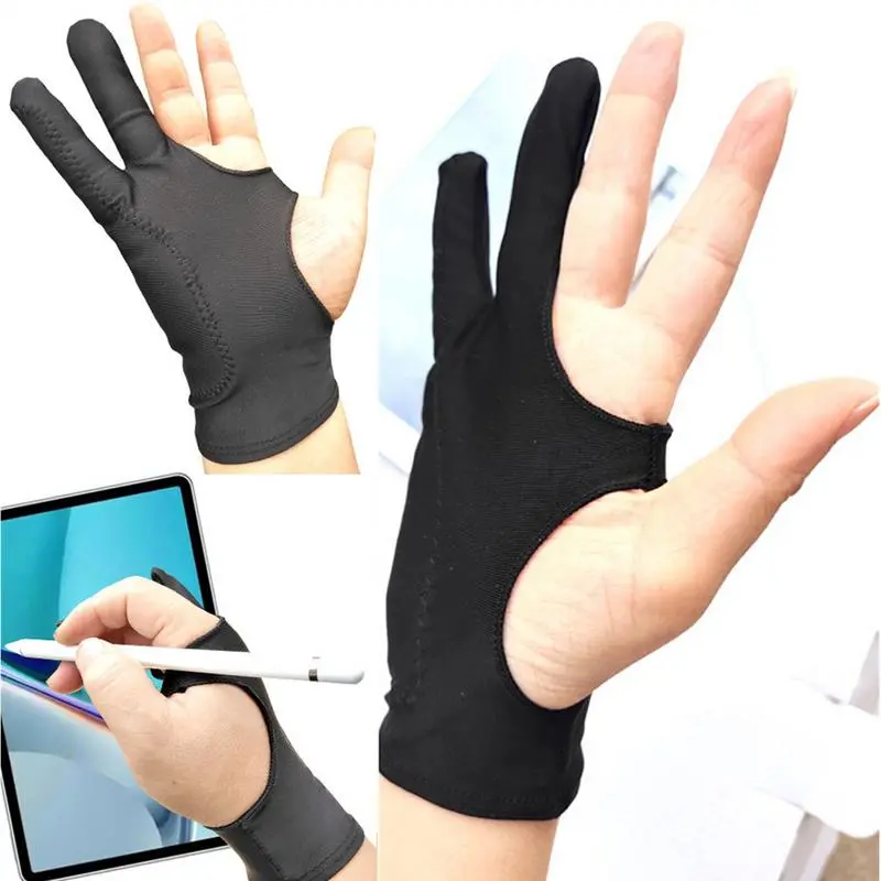 Two Finger Drawing Gloves Antitouch Glove Graphic Tablet Gloves for Tablet Touch Screen Drawing Antimistouch Glove