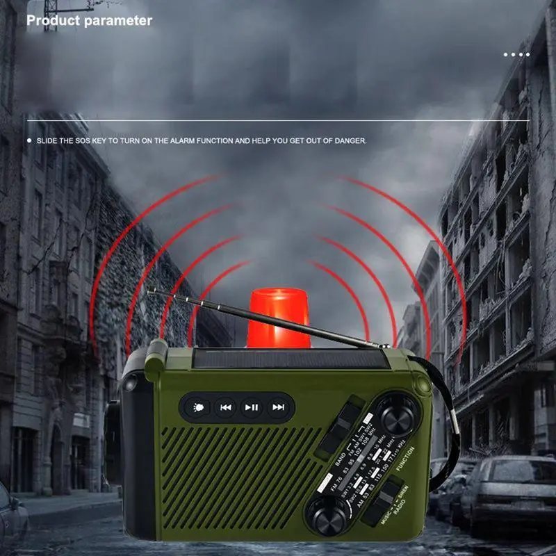 Crank Radio Alert Radio Hand Crank Flashlight Solar Powered Portable Solar hand crank radio Emergency Multifunctional Radio