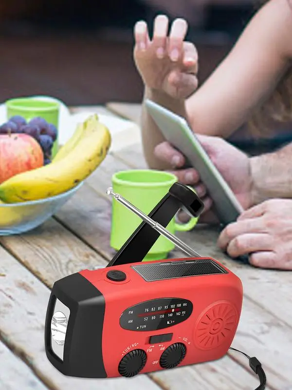 Emergency Crank Radio Portable Hand Crank Power Generation Emergency Radio Power Bank Weather Alert Radio with LED Flashlight