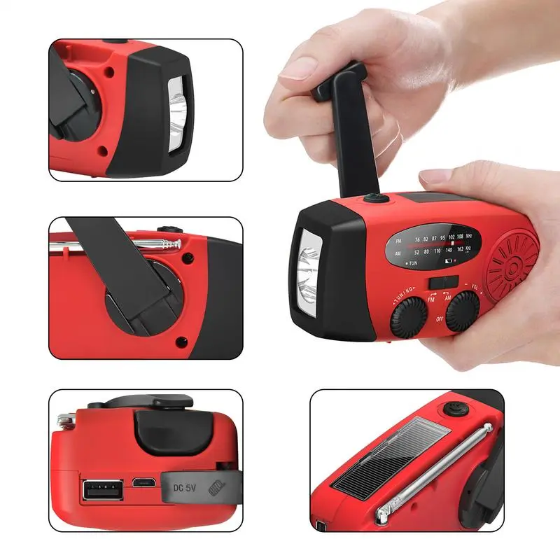 Emergency Crank Radio Portable Hand Crank Power Generation Emergency Radio Power Bank Weather Alert Radio with LED Flashlight
