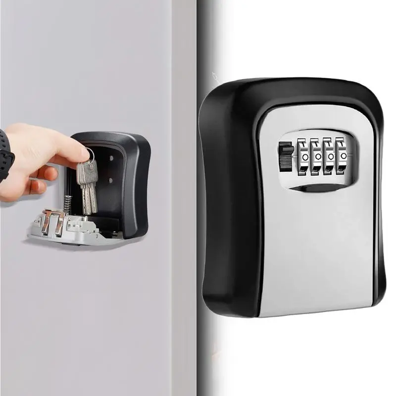 Key Keeper Combination Lock Wall Mount Key Lock Box 4 Digit Password Code Security Lock Secret Storage Box Organizer