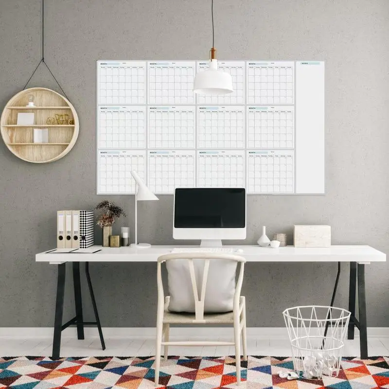 Erasable Large Wall Planner Calendar Erasable 12 Month Schedule Planner Reusable Blank Whiteboard Yearly Calendar for Holidays
