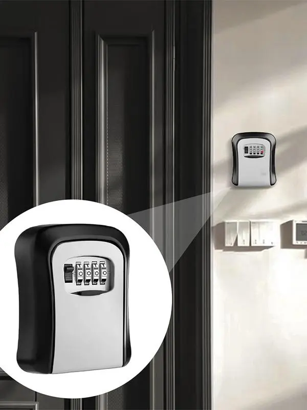 Key Keeper Combination Lock Wall Mount Key Lock Box 4 Digit Password Code Security Lock Secret Storage Box Organizer
