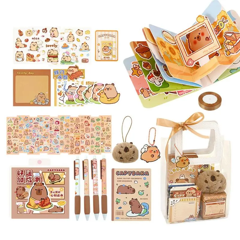 Capybara Stationery Set Cute Capybara Pencils School Supplies Capibara Stationery Set 105 Pieces Office School Supplies