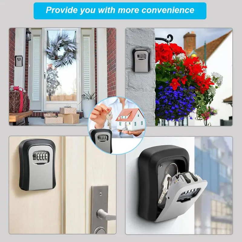 Key Keeper Combination Lock Wall Mount Key Lock Box 4 Digit Password Code Security Lock Secret Storage Box Organizer