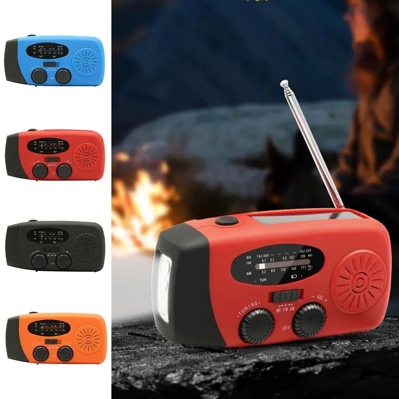 Weather Radio Emergency Hand Crank Radio Multifunctional Solar Hand Crank Radio Emergency LED Flashlight for Indoor Outdoor