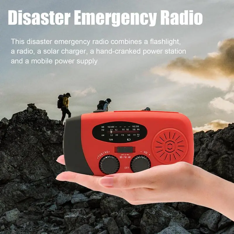 Weather Radio Emergency Hand Crank Radio Multifunctional Solar Hand Crank Radio Emergency LED Flashlight for Indoor Outdoor