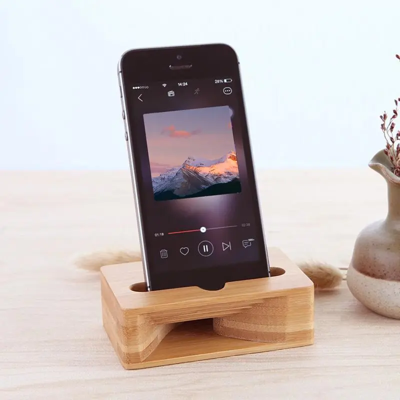 Wood Phone Speaker Amplifier Phone Holder Stand Amplifier Desktop Tablet Shower Cellphone Dock Natural Loudspeaker Phone Dock