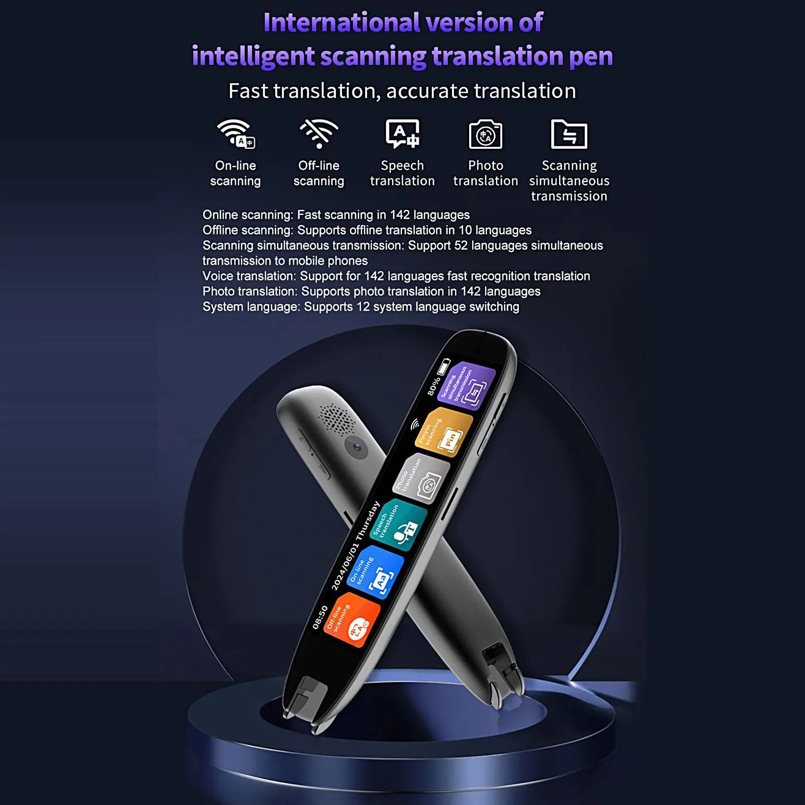 Translator Pen 142 Language Assistive Translation Pen Mini Scanning Reading Pen Smart MultifunctionTranslation Reading Tools