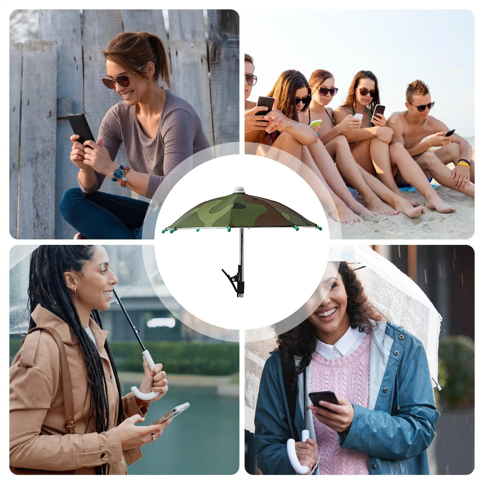 Cell Phone Umbrella Sun Protection Phone Clip Creative Mini Umbrella Phone Stand with Clip for Sun Shade Cellphone Accessories