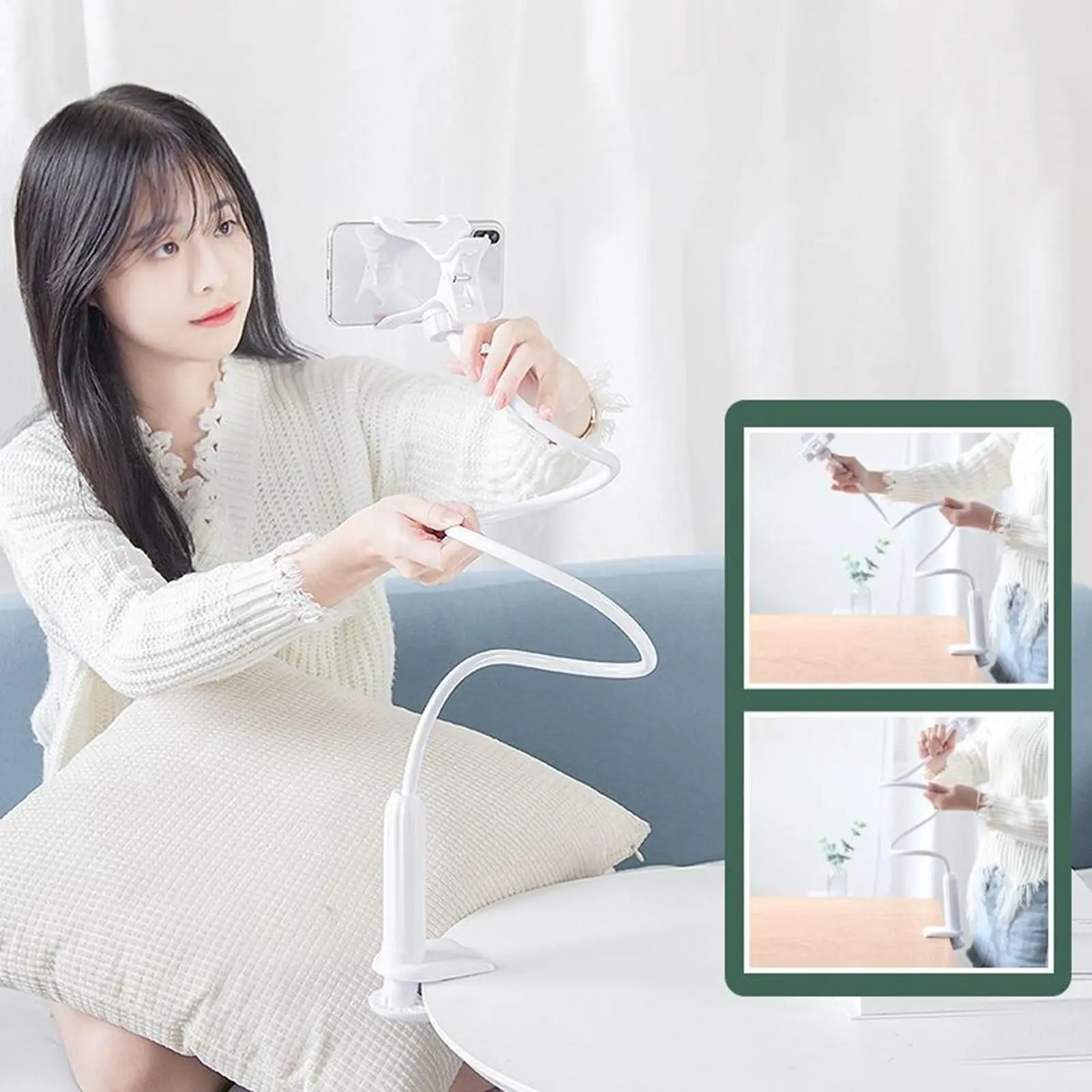 Bed Phone Holder  360 Clip Mobile Phone Holder Universal Mobile Phone Holder Gooseneck Phone Holder Home Bed Desktop Mount