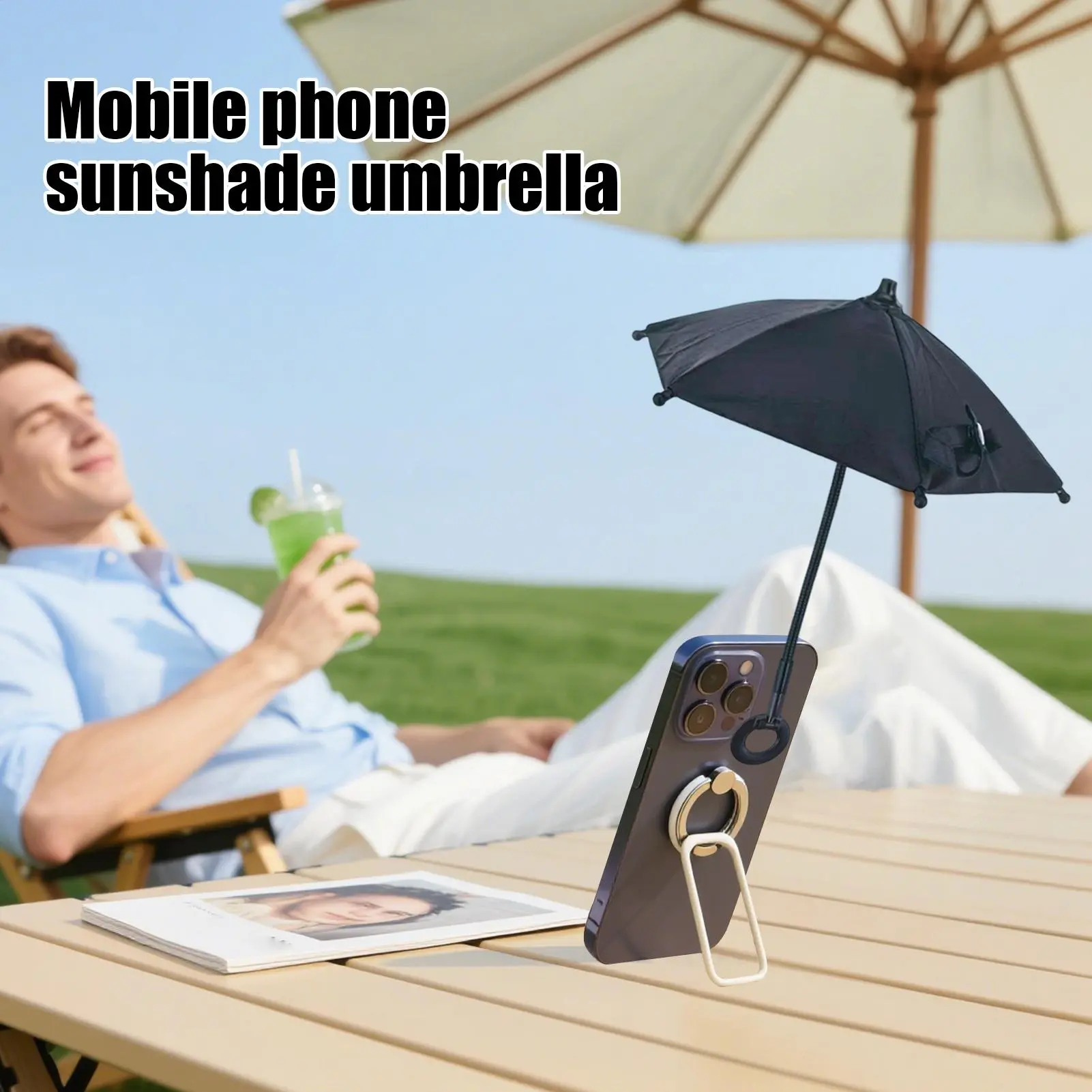 Magnetic Phone Umbrella universal mini tanning sunshade UV Protection Adjustable Smartphone Parasol outdoor phone sunshade