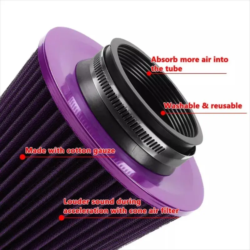 76MM Universal Car Air Filters Vent Filter High Flow Intake Kit Mesh Cone Engine Protector Replacement Auto Accessories 3 Inch