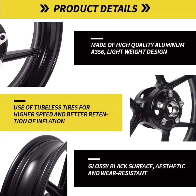 17"x3.5" Motorcycle Front Wheel Rim Gloss Black For Kawasaki Z900 Z650 Z900 Ninja 650 2017~2024 2023 2022 Motorcycle Wheel Rim