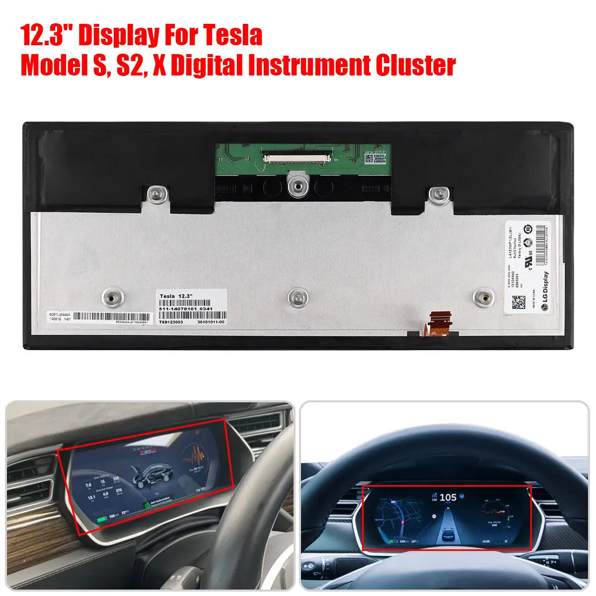 OEM Car Display Screen 12.3" LCD Display LA123WF4-SL01 Dashboard For Model X S S2 instrument Cluster Digital Multimedia Repair
