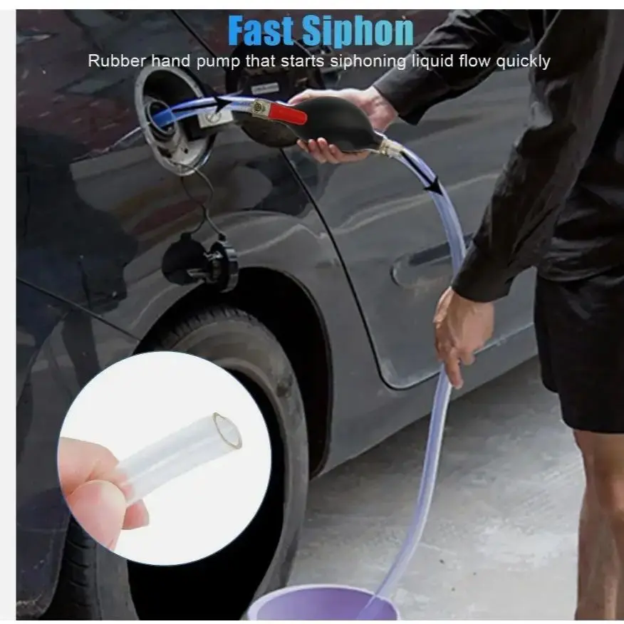 Multifunctional Car Gas Transfer Siphon Pump Gasoline Siphone Hose Oil Water Fuel Transfer Hand Pump Metal Hose Clamp Leakproof