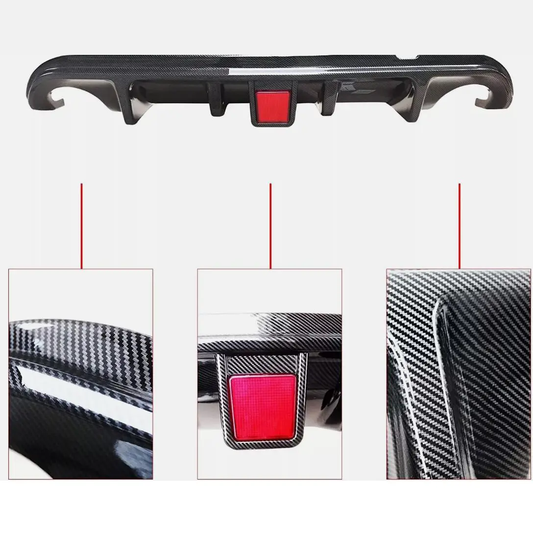 Carbon Fiber Rear Bumper Diffuser Lip & Rear Car Spoilers For Infiniti Q50 2014-2017 With LED Lamp Car Gloss Black Boot Spoiler