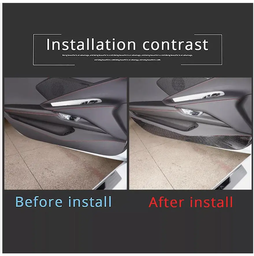 Carbon Fiber Car Door Anti Kick Panel Cover For Chevrolet Corvette C8 2020~2024 Car Door Bottom Anti Kick Trim Cover 2021 2022