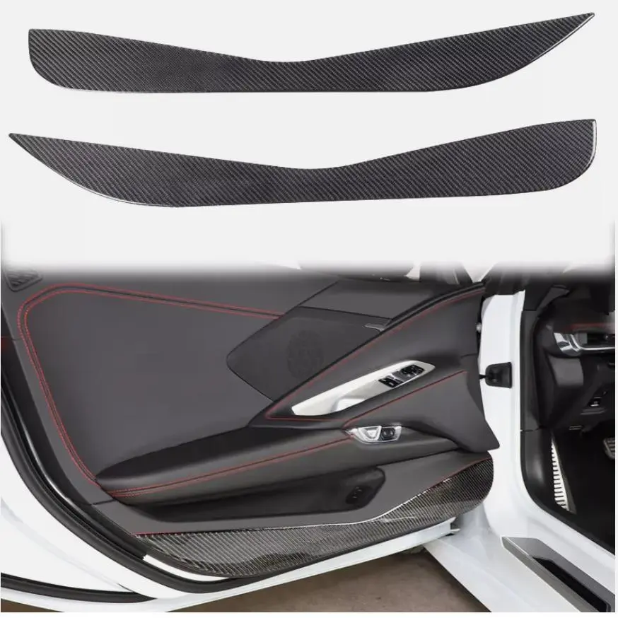 Carbon Fiber Car Door Anti Kick Panel Cover For Chevrolet Corvette C8 2020~2024 Car Door Bottom Anti Kick Trim Cover 2021 2022