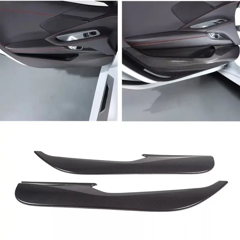 Carbon Fiber Car Door Anti Kick Panel Cover For Chevrolet Corvette C8 2020~2024 Car Door Bottom Anti Kick Trim Cover 2021 2022