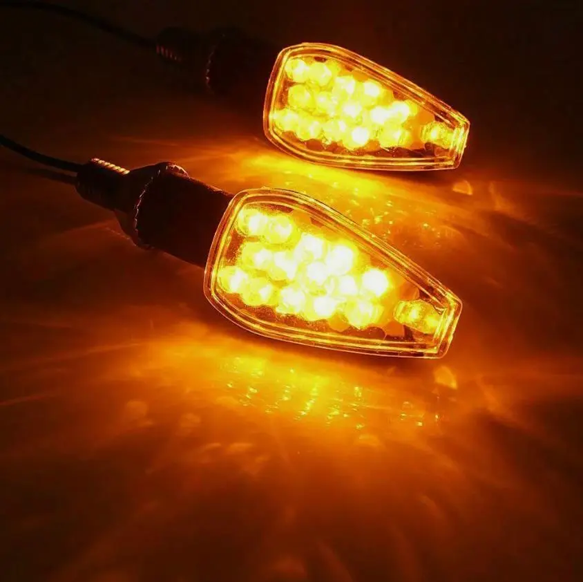 2PCS 12V Universal Motorcycle LED Turn Signal Indicators Light Amber Blinker Light 14 LED Motorcycle indicator light waterproof
