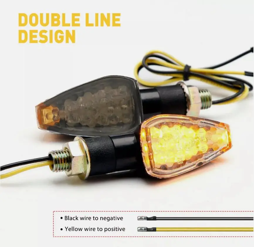 2PCS 12V Universal Motorcycle LED Turn Signal Indicators Light Amber Blinker Light 14 LED Motorcycle indicator light waterproof