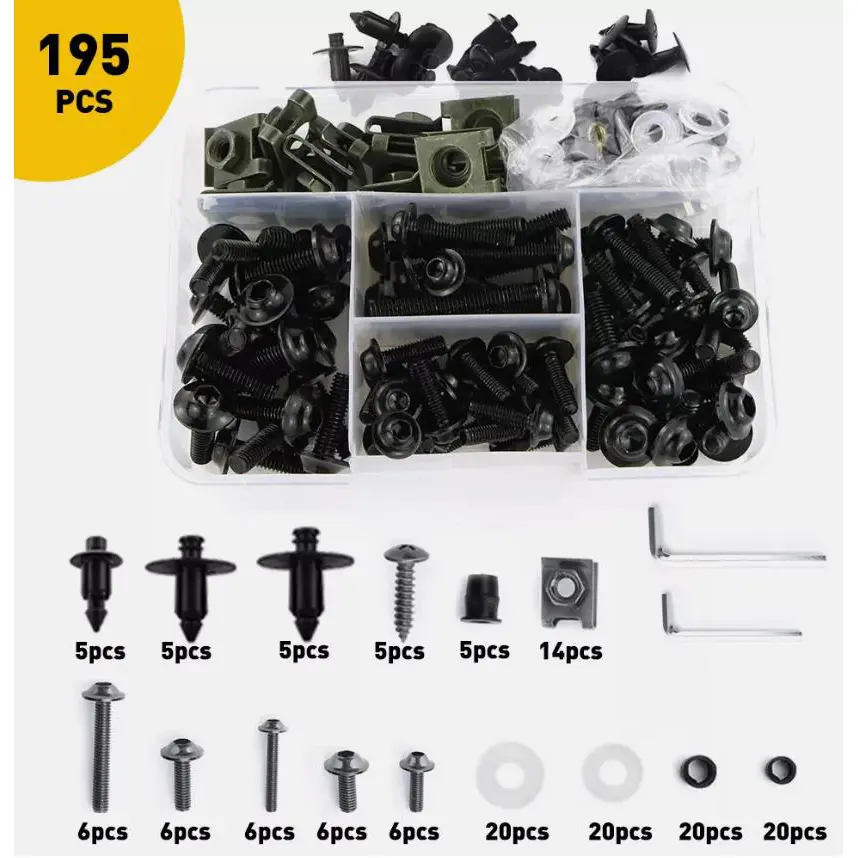 195PCS Motorcycle Fairing Screws Bolt Kit For Suzuki GSXR600 GSXR750 GSXR1000 For Hayabusa GSX1300R GSX600F GSX750F SV1000 SV650