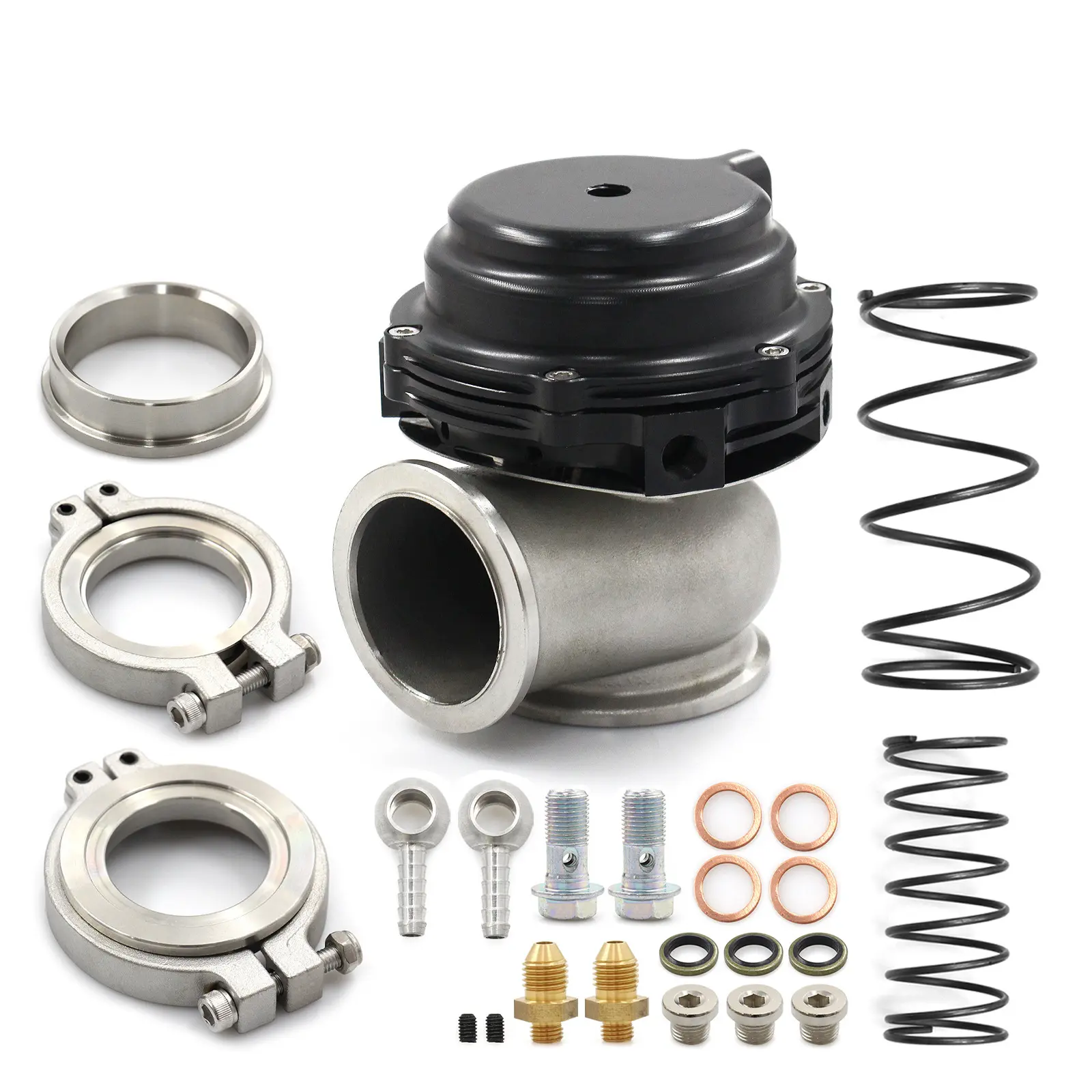 Universal Car 44mm Wastegate External Turbo W/TIAL V-Band Flange Spring MV-R 14PSI For V-Band Flange Turbo Springs Hose Clamp