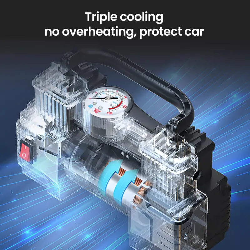 150PSI 12V Duty Portable Air Compressor Car Tire Inflator Electric Pump Inflatable Pump Universal Motorcycle Car All Sizes Tires