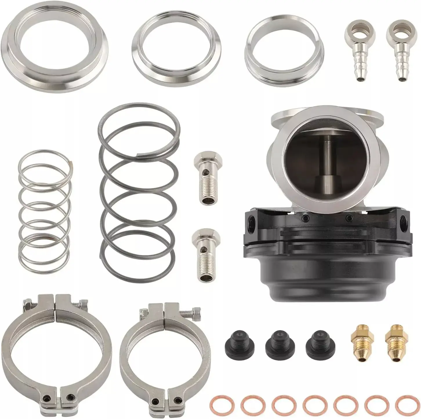 Universal Car 44mm Wastegate External Turbo W/TIAL V-Band Flange Spring MV-R 14PSI For V-Band Flange Turbo Springs Hose Clamp