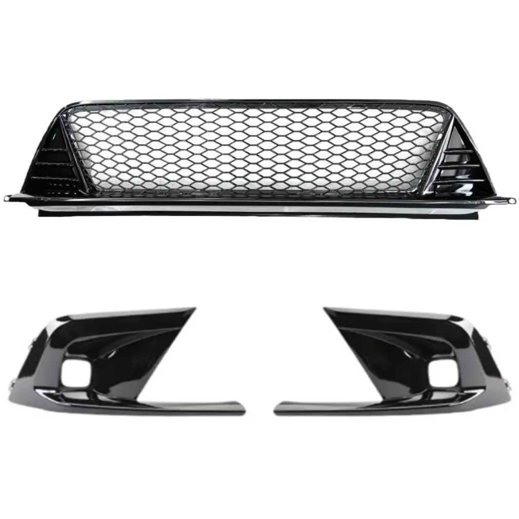 Car Cover Grille For Honda Civic 2022 2023 2024 Gloss Blk Type-R Style Front Lower Grill + Fog Light Bezel Cover Car Accessories