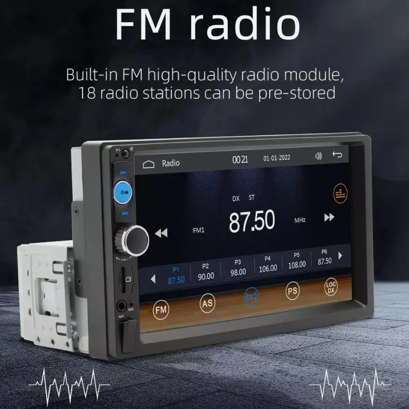 Universal Single 1Din 7" Touch Screen Stereo Bluetooth Radio Car iOS/Android Carplay GPS With Remote Control Camera Microphone