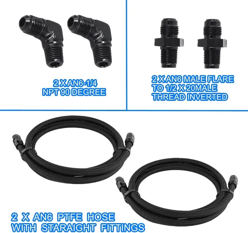 Car Radiator Coolant Water Hose Pipe Kit 6AN PTFE Transmission Cooler Line Set Durability 7ft For 4L60 700R4 TH350 TH400 CBC350