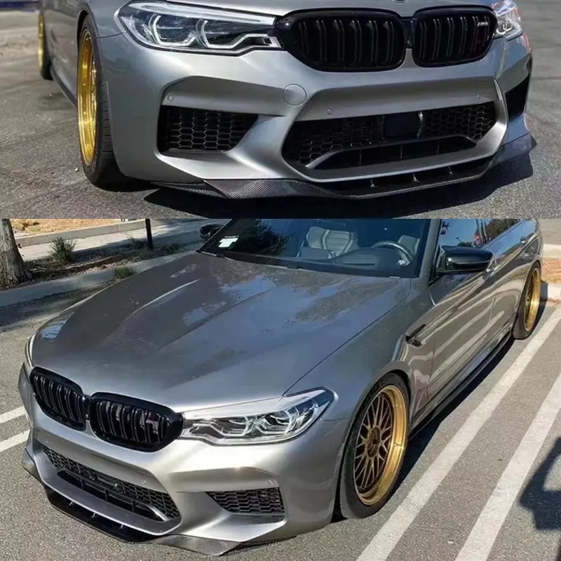 GTS Style For BMW 5 Series M5 F90 LCI 2018~2020 Carbon Fiber Front Lip Spoiler Bumper Shovel Lower Lip Splitter Modification Kit